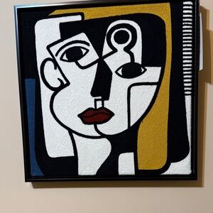 New BP Home Woven Embroidered Textile Wall Art Picasso Face Cubism
Decor 17"x17"